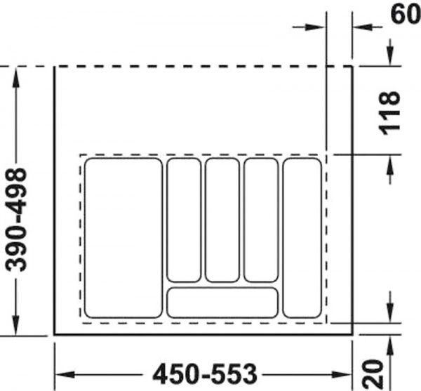 Лоток для столовых приборов 55x49,5 см серый 556.46.507 Hafele