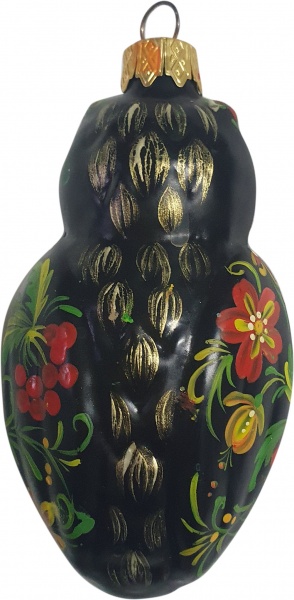 Елочная игрушка Сова петриковка черный