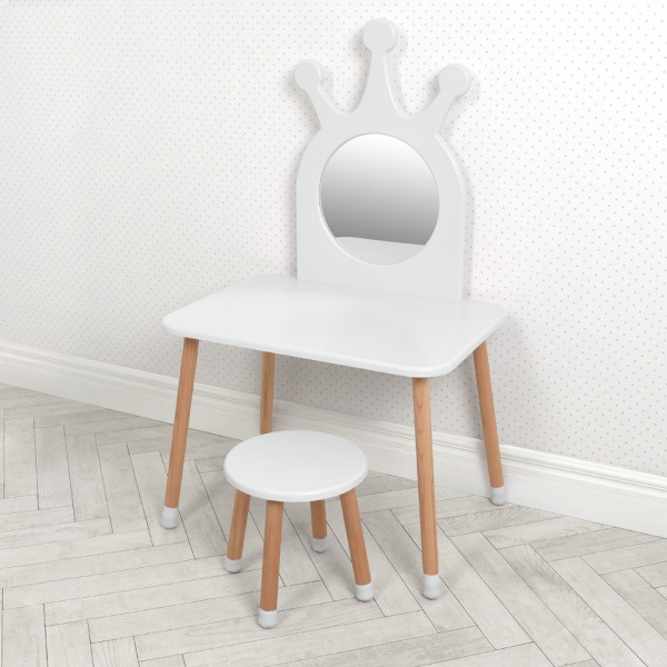 Комплект ArinWOOD Трюмо-столик и табурет белый 03-01W