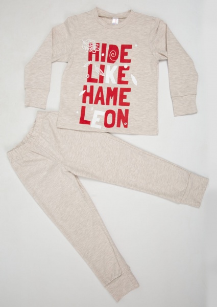 Пижама детская для девочек Roksana №1065/16201 р.122-128 бежевый с рисунком 