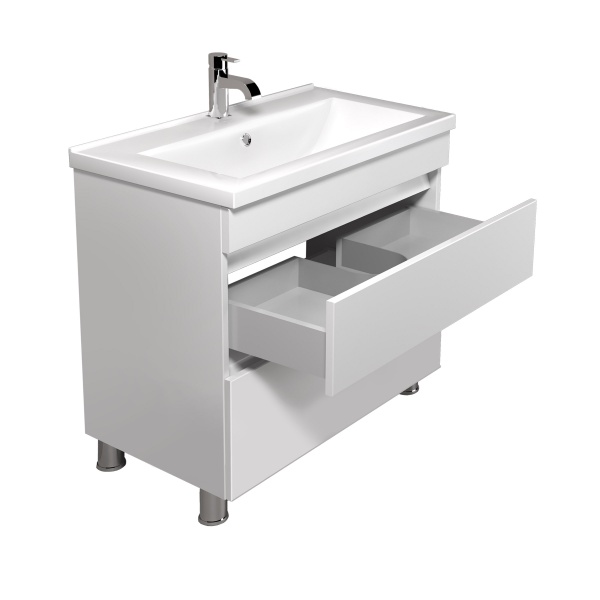 Тумба Мойдодыр Soft White 70 с умывальником Cosmo белая напольная