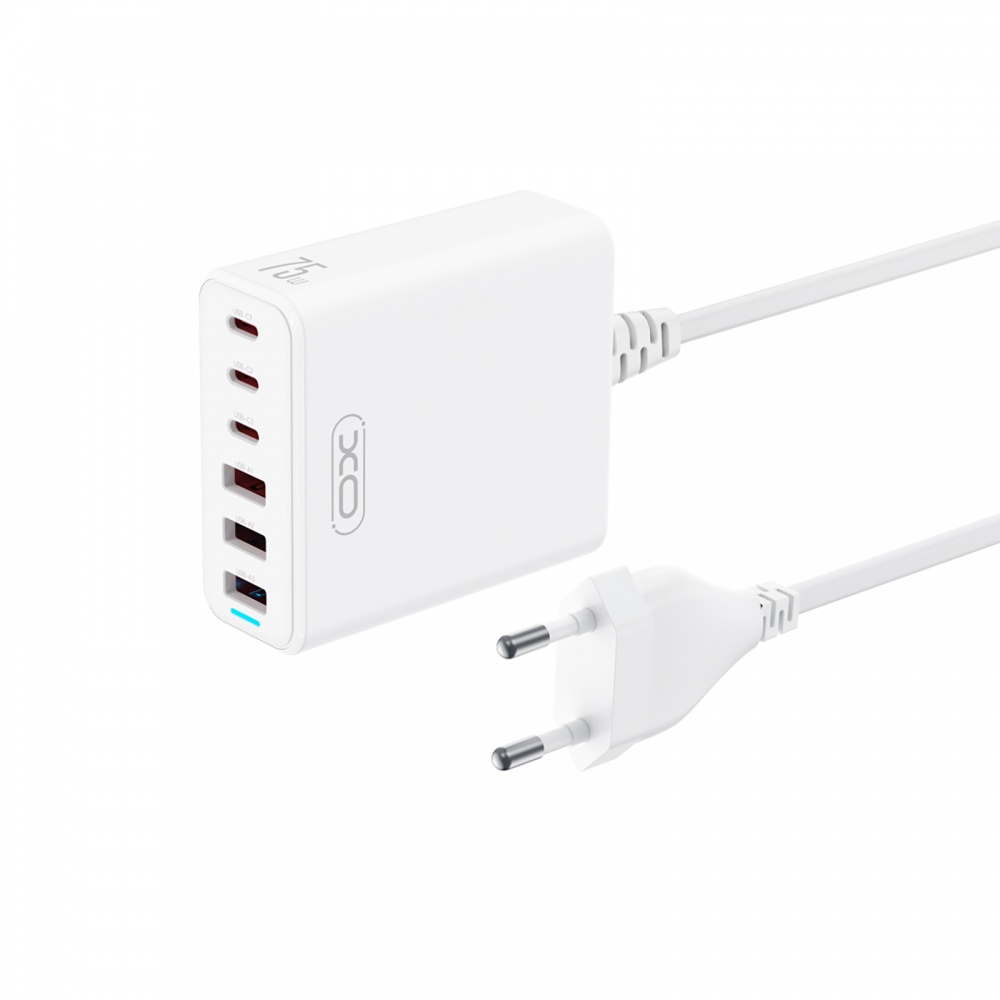 Сетевое зарядное устройство Xo L133 3хUSB-A, 3хUSB-C 75W White (L133.white)