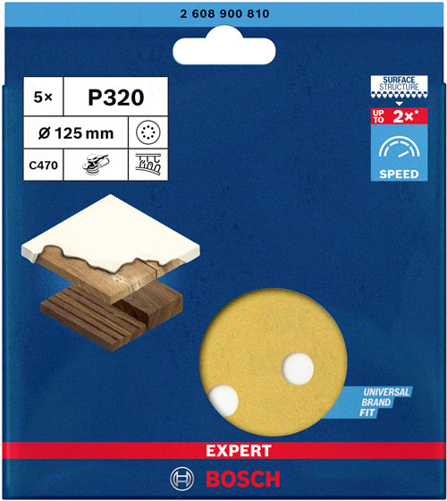 Набір кругів самоклейких Bosch ExC470 Hook&Loop 125 мм 5 шт. 2608900810