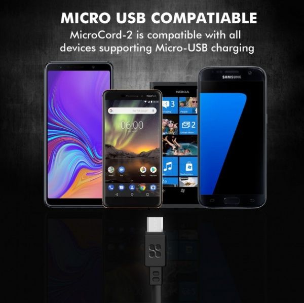 Кабель Promate USB – microUSB 2 м чорний (microcord-2.black) 