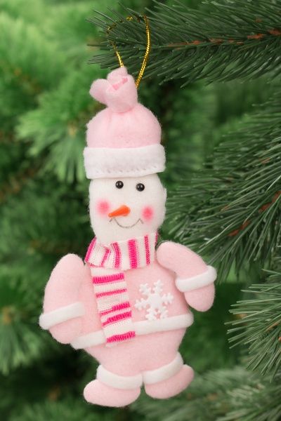 Подвеска Снеговик розовый 13 см F2-71-2-1 