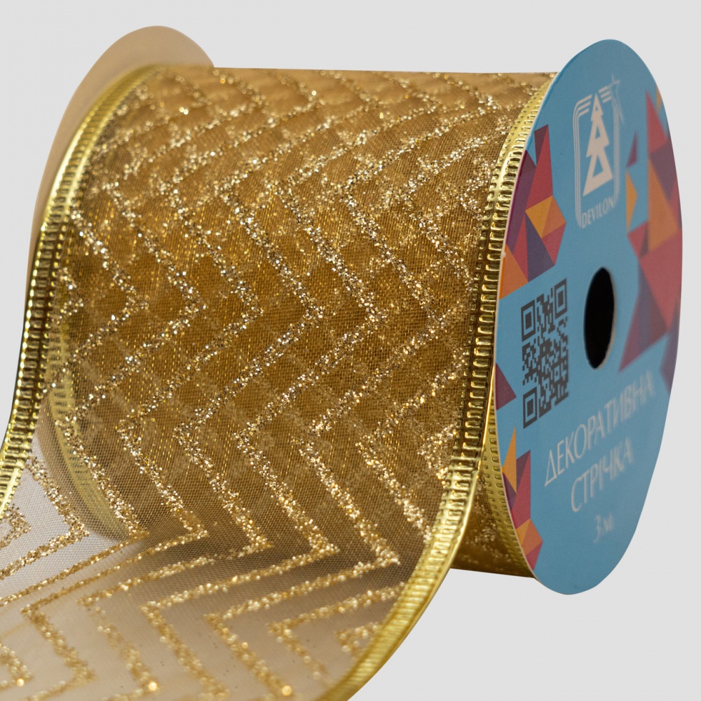 Стрічка декоративна золотиста органза 082451