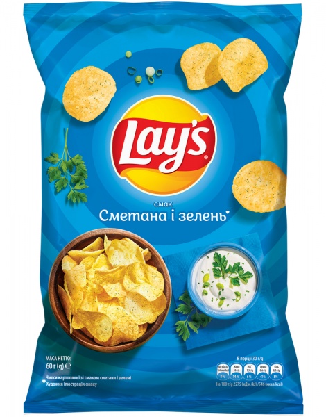 Чипсы Lays Сметана-зелень 60 г