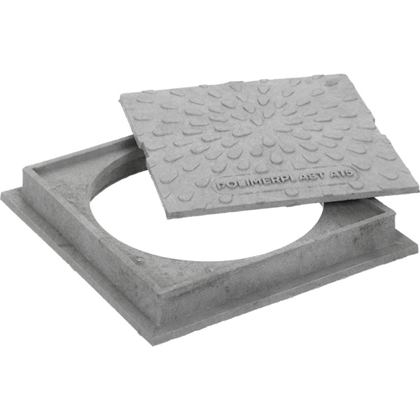 Люк ревизионный (обзорный) POLIMERPLAST 385x385 мм A15 без замка серый