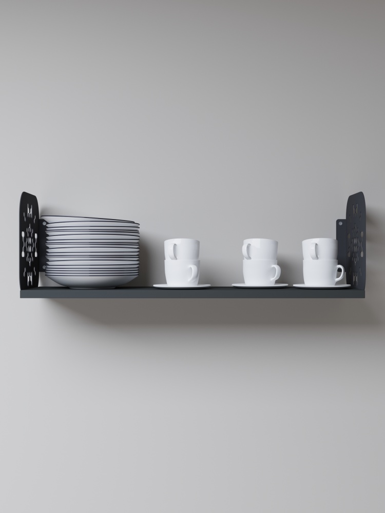 Полиця навісна Metkas Home Дім 700x220x220 мм антрацит