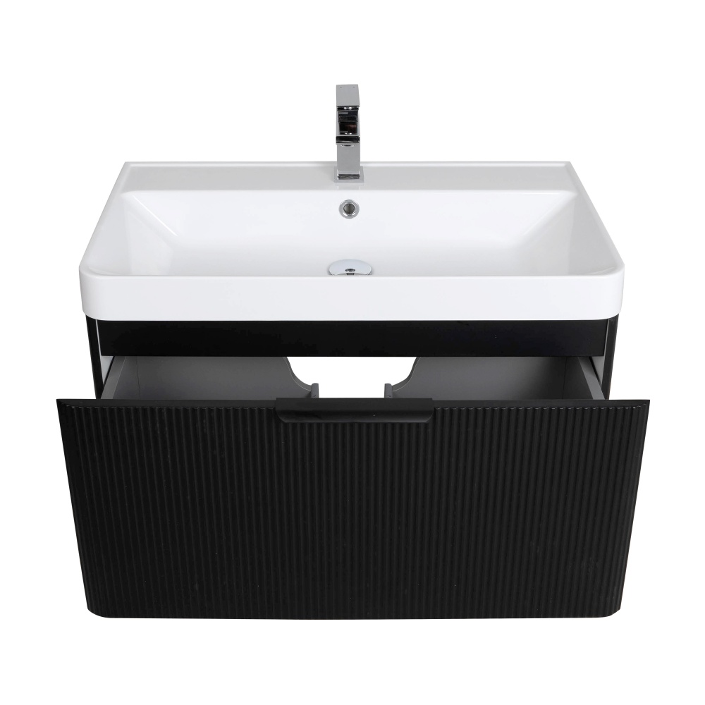 Тумба подвесная Aqua Rodos Frost Black с умывальником Deep 75 см (АР000127940)