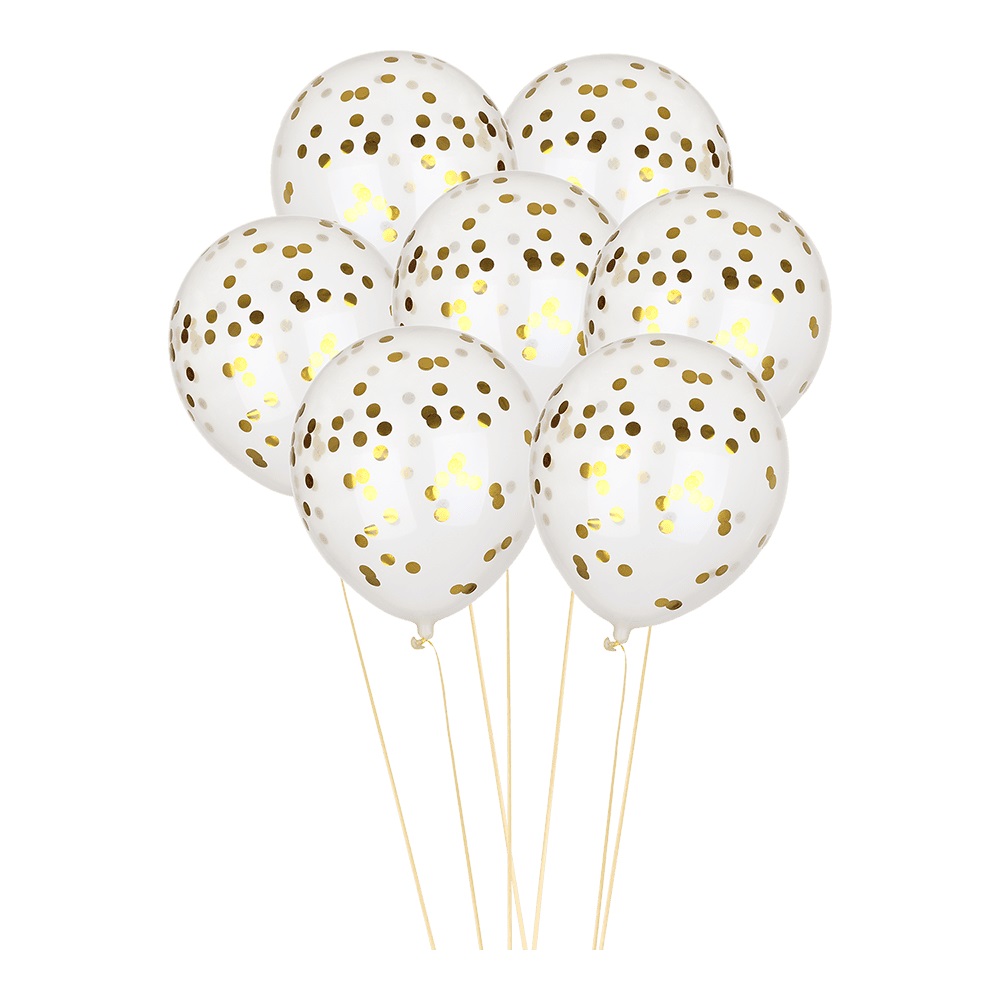 Шарики латексные Party с глиттером 30 см прозрачный/золото 6 шт.