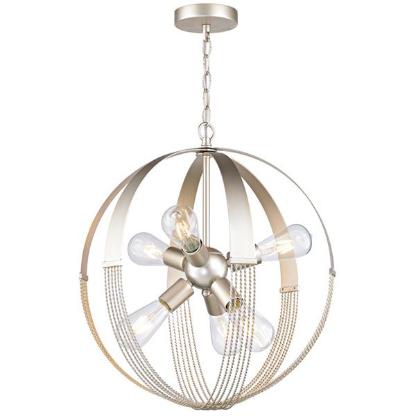 Люстра подвесная Victoria Lighting Mango/SP6 6x60 Вт E14 жемчужное серебро 