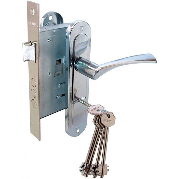 Замок врізний з ручками 7055 55 мм хром