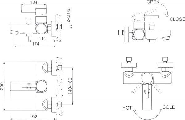 Смеситель для ванны EGO Slim F0404001101
