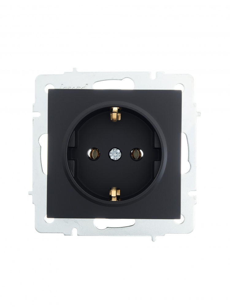 Механизм розетки 1 с заземлением Lezard Vesna IP20 антрацит 742-4288-122B