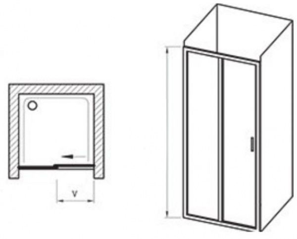 Душевые двери Ravak BLSDP2-100 Полированный алюминий TRANSPARENT