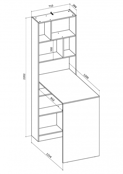 Стойка барная Грейд 1214x2202x710 мм нимфея альба 