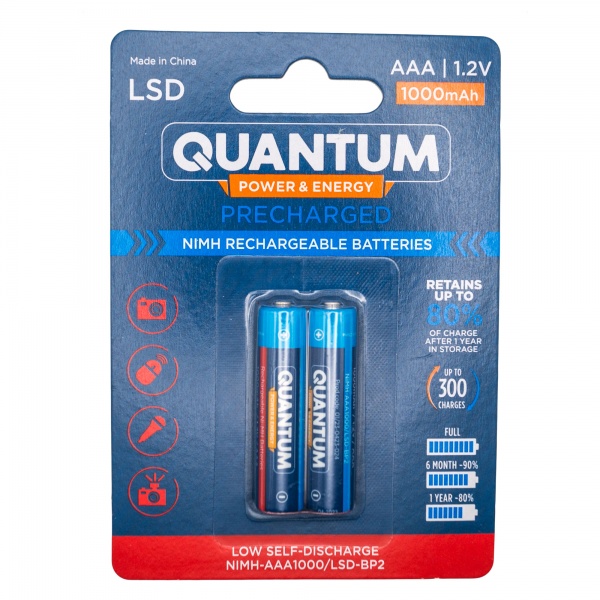 Аккумулятор Quantum Ni-MH с низким саморозрядом LSD 1000 мА/г AAA (мизинчиковые) 2 шт. 