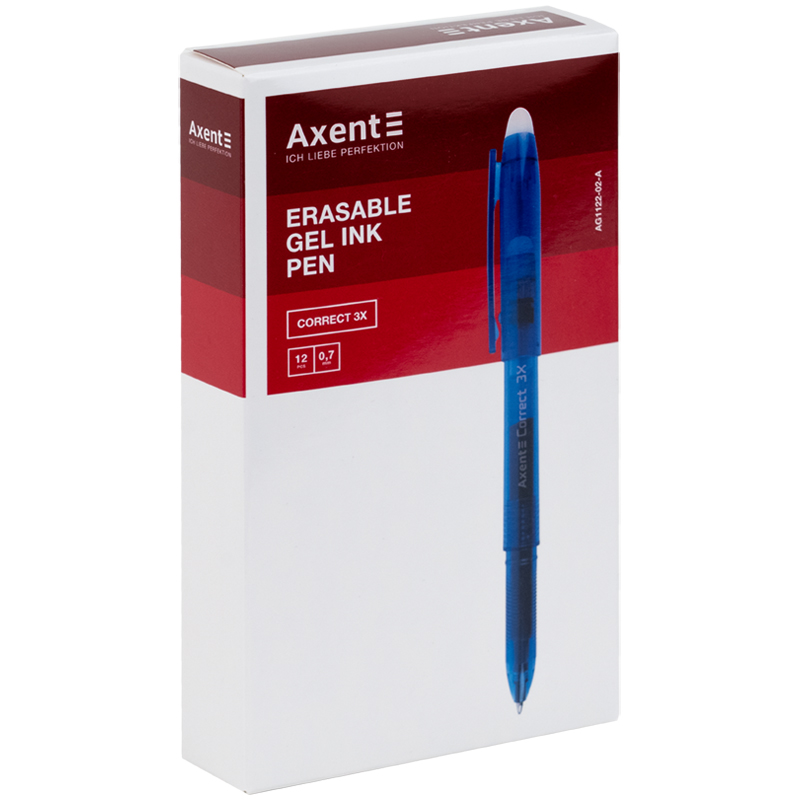 Ручка гелева Axent пиши-стирай Correct 3Х синя AG1122-02-A