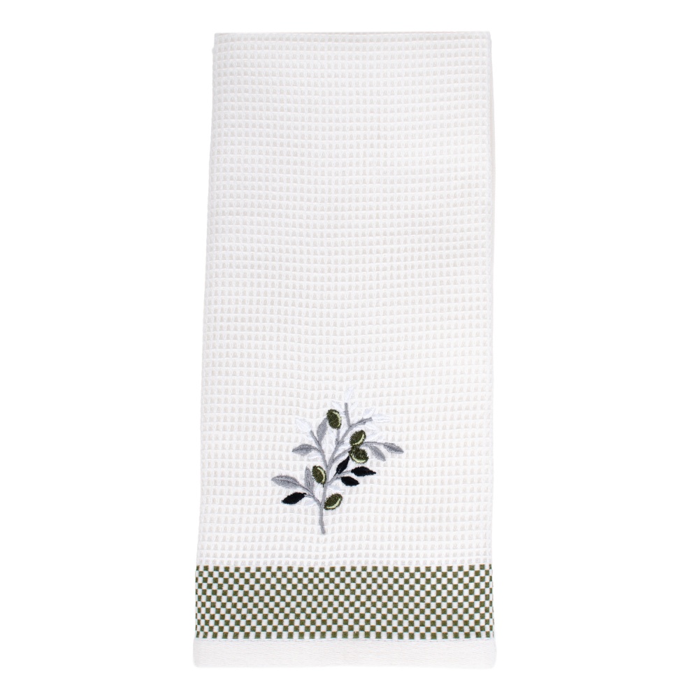 Рушник вафельний з вишивкою Лісова гілочка 50x70 см BILTEX білий із малюнком