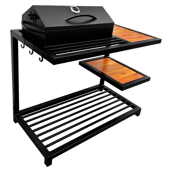 Мангал-барбекю Metalzavod ЛОФТ MLB9-4CP на 9 шампуров 4 мм на дровнице с полкой СР