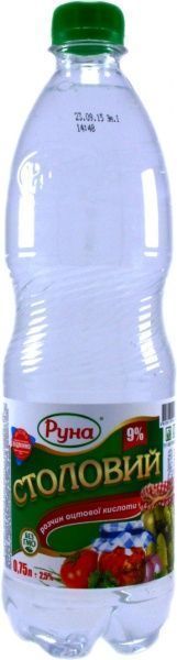 Розчин оцтової кислоти столовий 9% 750 мл Руна (4820015942418) 