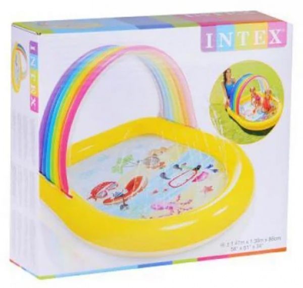 Бассейн Intex 57156 детский, радуга, с ремкомплектом, 142х110х84 см.