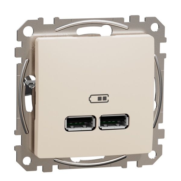 Розетка USB подвійна із заземленням Schneider Electric Sedna Design тип A + A без кришки бежевий SDD112401