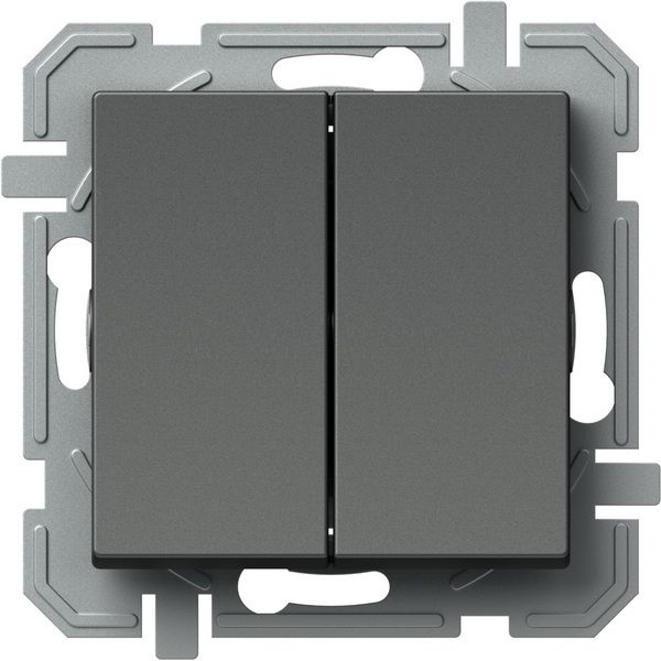Вимикач прохідний двоклавішний TEM Logiq без підсвітки антрацит SQ63ATXO-U