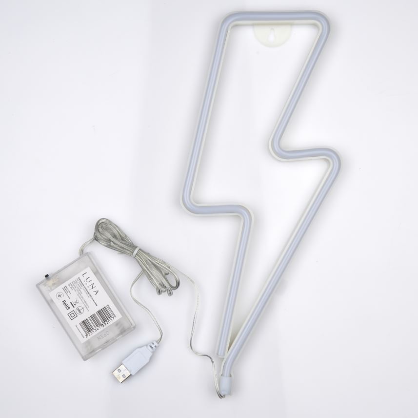 Неоновая вывеска Luna LUDS-NEO-34 Блискавка теплый белый/синий