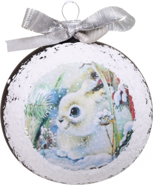 Шар новогодний Символ года-декупаж d 80 мм в ассортименте