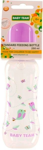 Пляшечка Baby Team з силіконовою соскою 250мл фіолетовий 1121