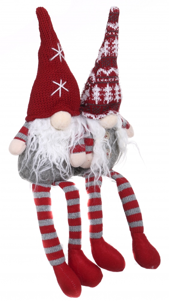 Декорация новогодняя гномик красно-серый 2 ассортимент 22 x 48 см LF2230019