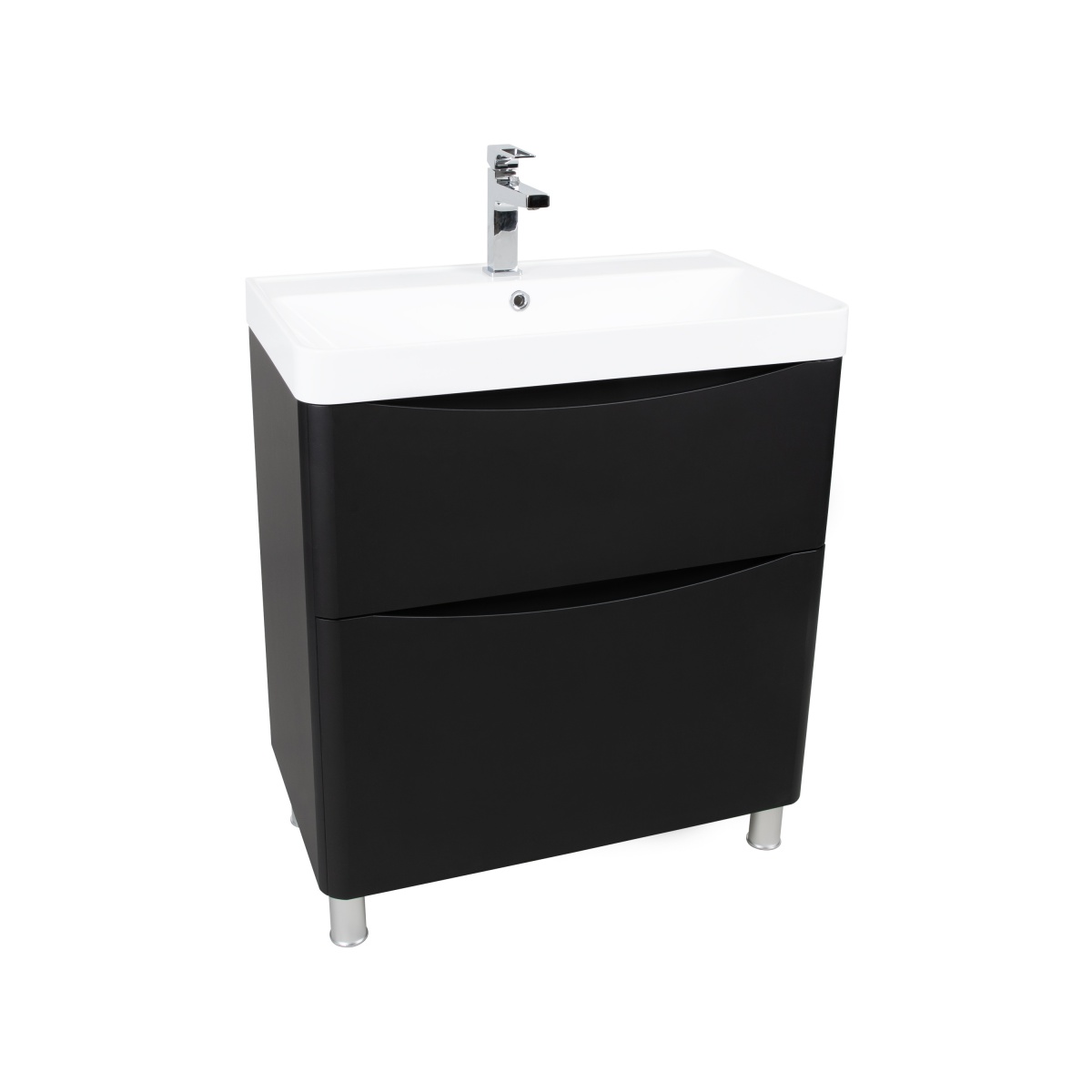 Тумба підлогова Aqua Rodos Vista Black-Matt з умивальником Deep 75 см — фото 1