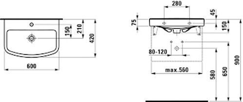 Умывальник Laufen Kompas 60 1015.2