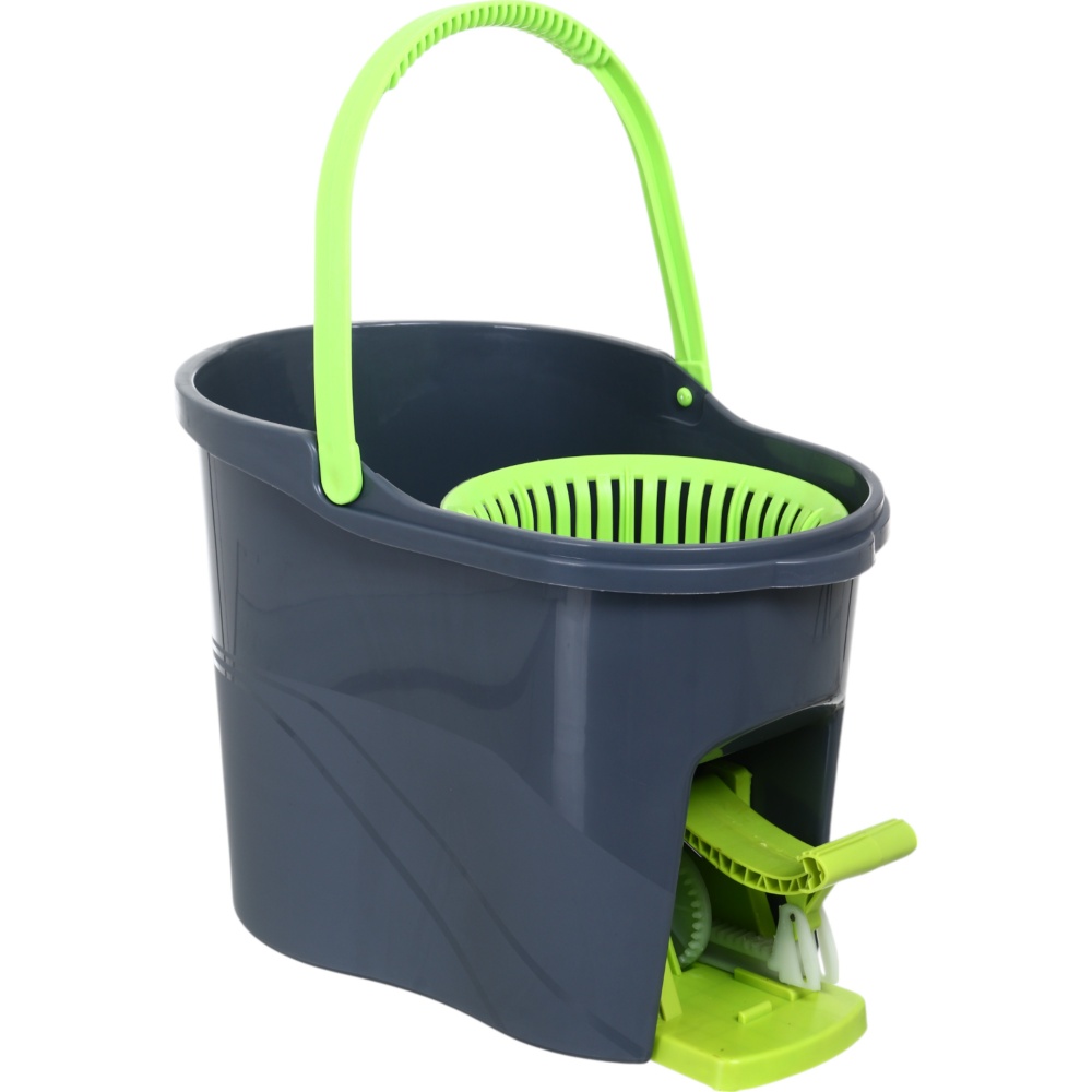 Комплект швабра и ведро с механическим отжимом для пола OBERY Solo Twist 16 см черный