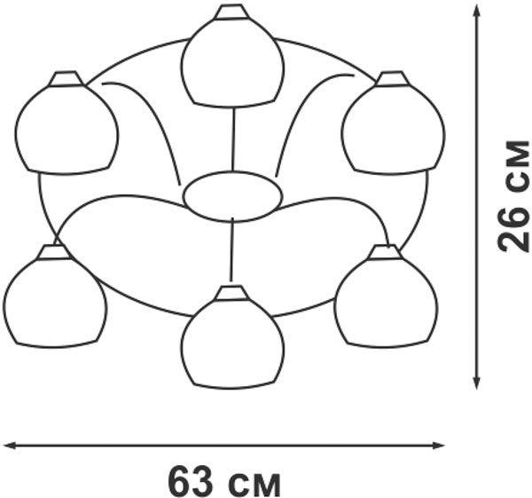 Люстра потолочная Vitaluce V4308-1/6PL 6x60 Вт E27 черный 