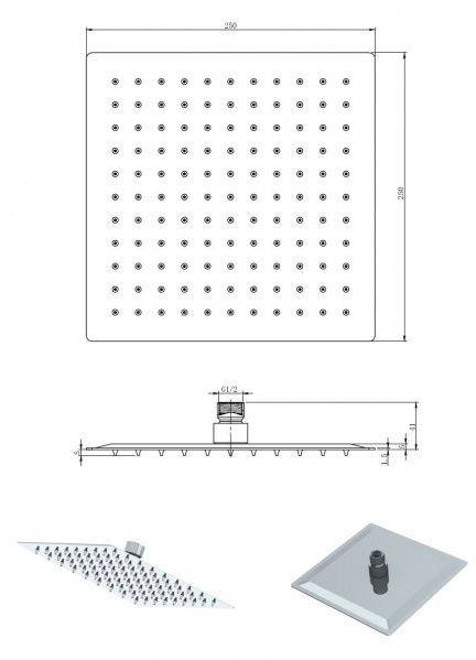 Лейка для душа Mixxen АТЛАНТИК КУБ MXBZ0467-200 