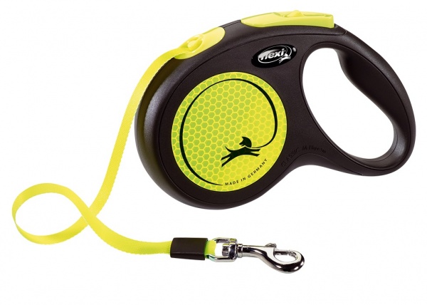Поводок-рулетка Flexi New Neon лента M 5 м до 25 кг желтый
