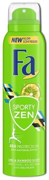 Антиперспирант для женщин Fa Sporty Zen 0% спирту Аромат Лайма та Бамбука 150 мл