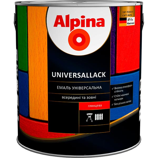 Емаль алкідна Alpina Universallack слонова кістка глянець 0.75л