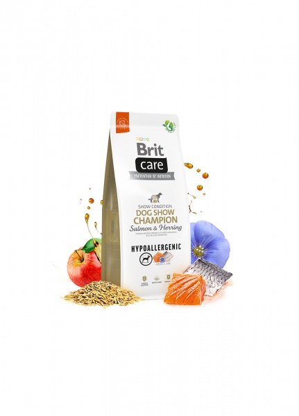 Корм сухой для всех пород Brit Care Hypoallergenic Dog Show Champion с лососем 12 кг