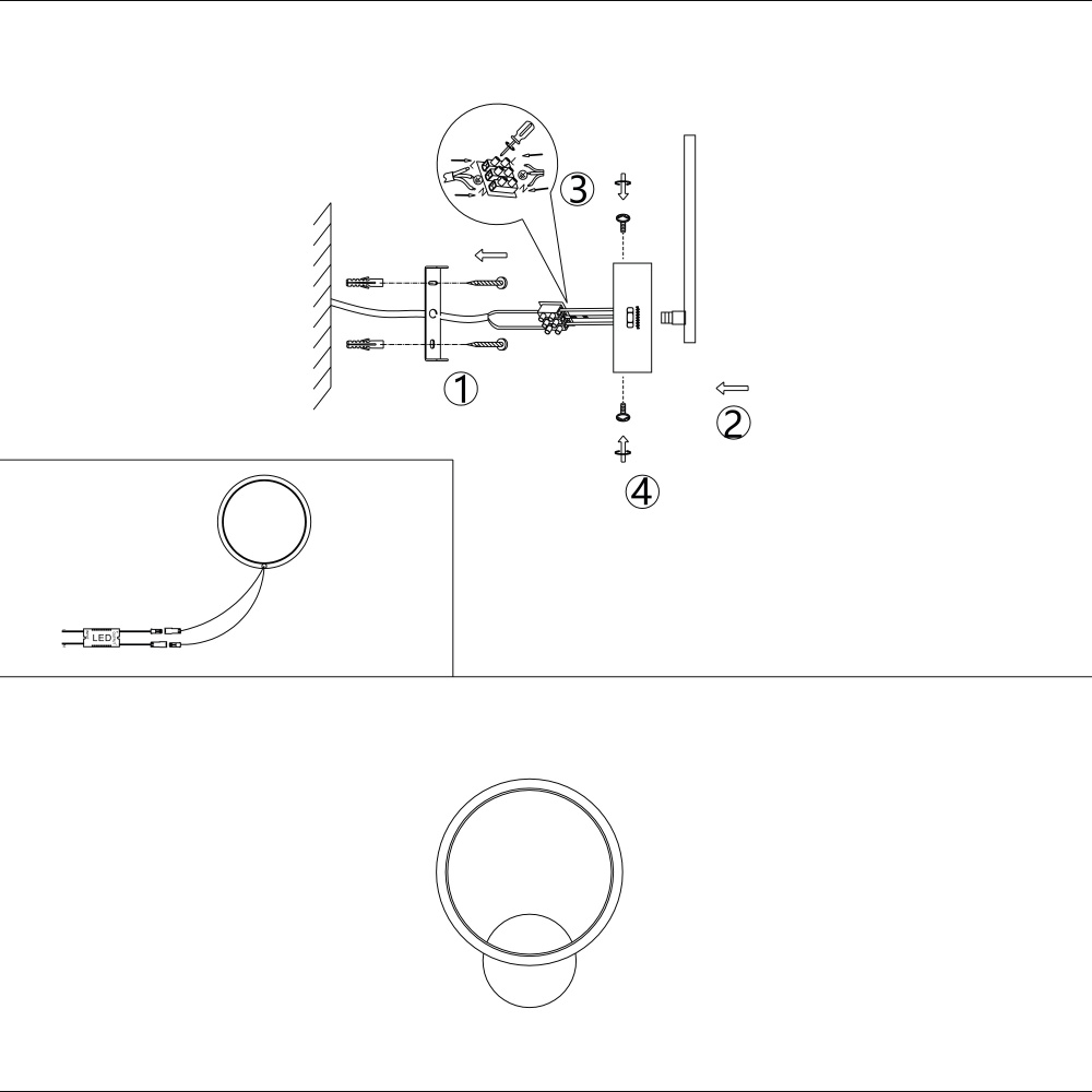 Бра Miorro LED Vesta 3000/6500K 1600 Лм металл/пластик 12 Вт черный 51-311-088