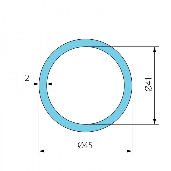 Труба алюмінієва анодована Braz Line 45х2,0 мм