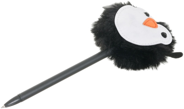 Ручка кулькова Пінгвін з штучним хутром чорний 