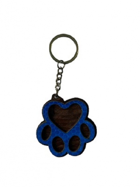 Брелок светоотражающий синий Лапка