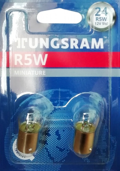 Лампа накаливания Tungsram R5W BA15S 12 В 5 Вт 2 шт 3000