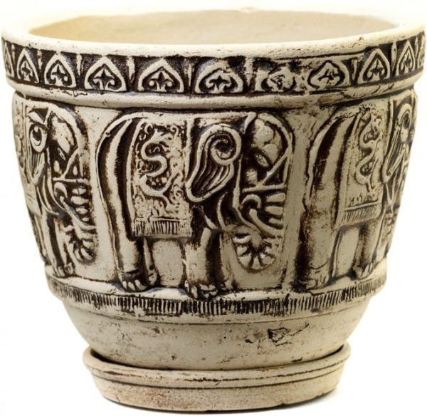 Горщик шамотний Слони №1 круглий 16л бежевий 