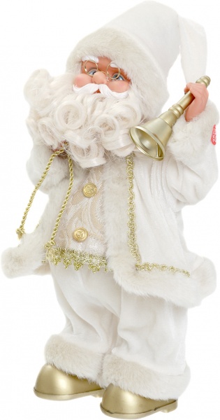 Декоративная фигура Дед Мороз с колокольчиком белый 36 см 