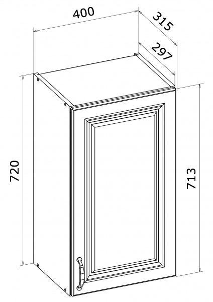 Шафа верхня МС Глорія В 40х72х31,5 см білий/дуб артізан Грейд